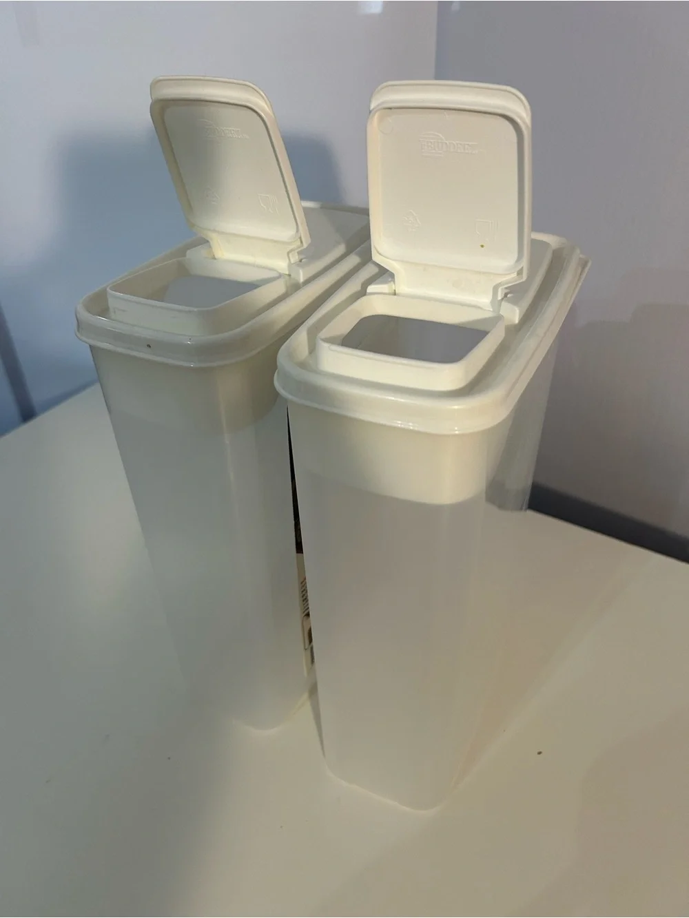 2 Food Storage Dispensers- set of 2 - White- cereal dispensers and more
